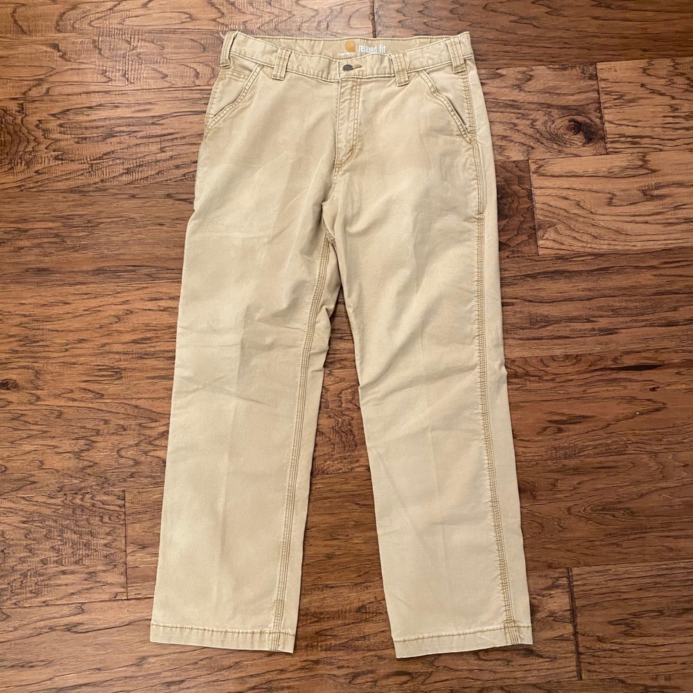 Carhartt Relaxed Fit Canvas Work Pants Mens 34x30 Tan Khaki Utility Trousers